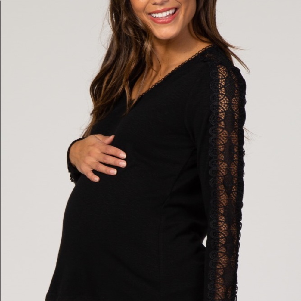 NWT Pink Blush maternity black lace accent